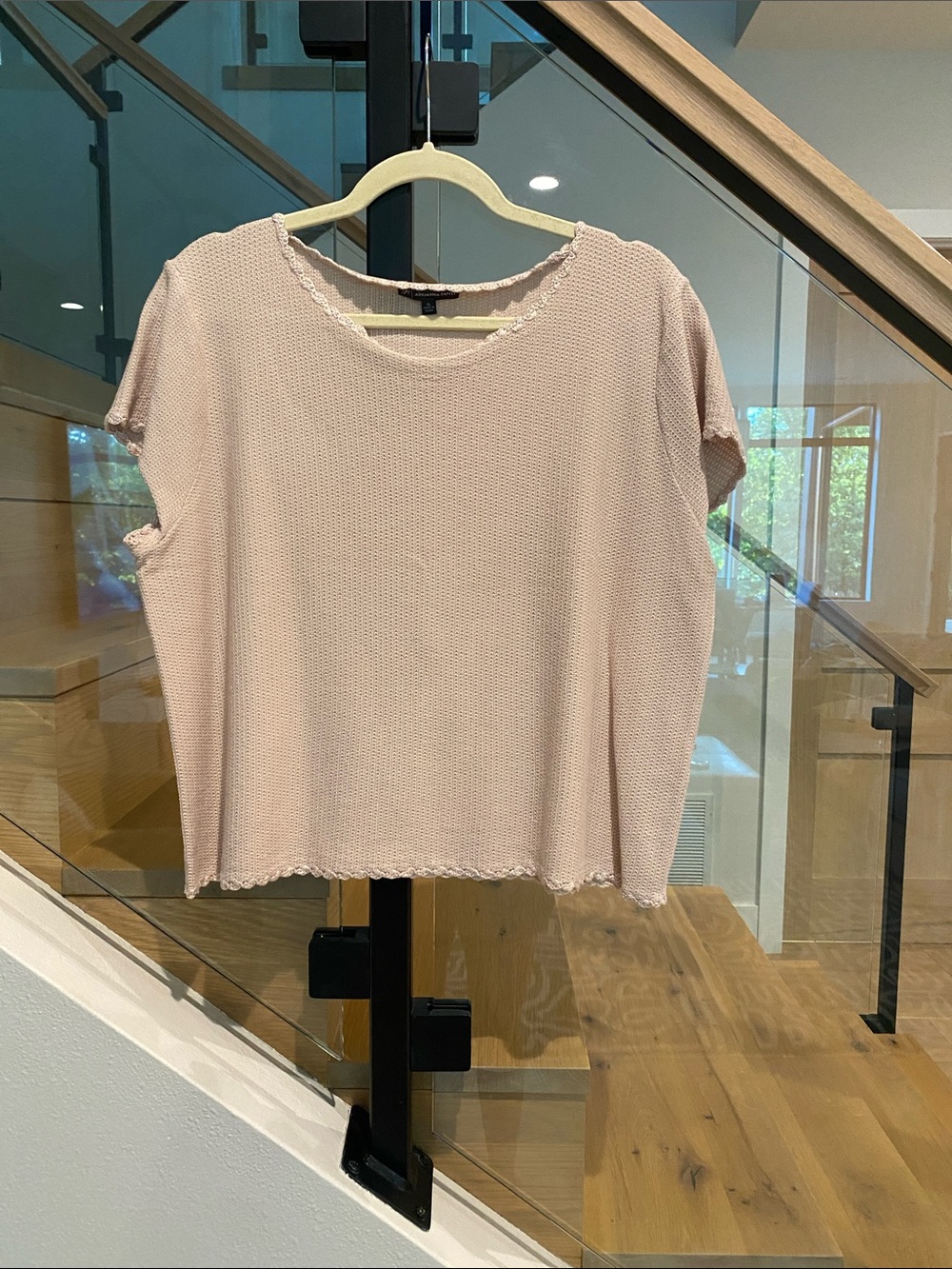 Adrianna Papell Short-Sleeve Knit Top in Blush Pink